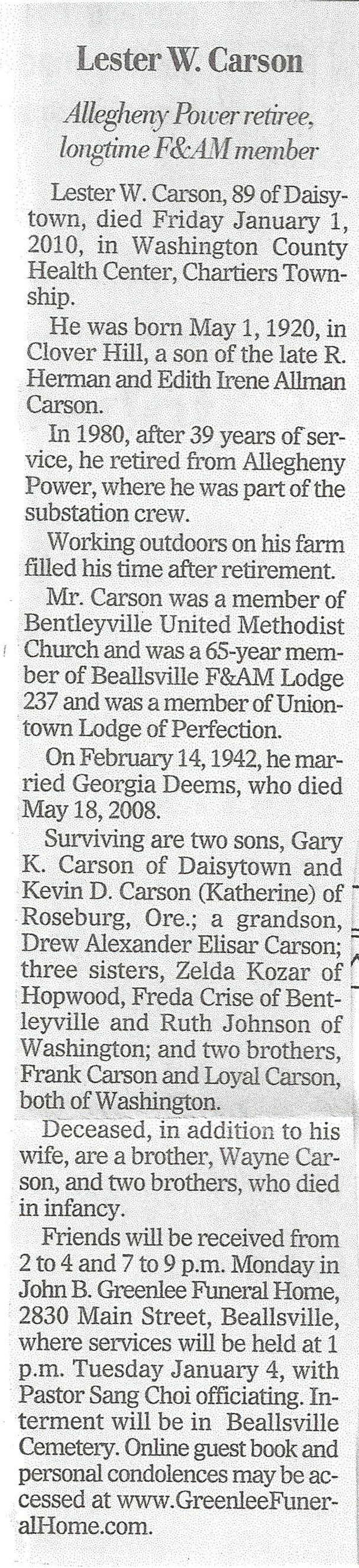 Lester Carson obit